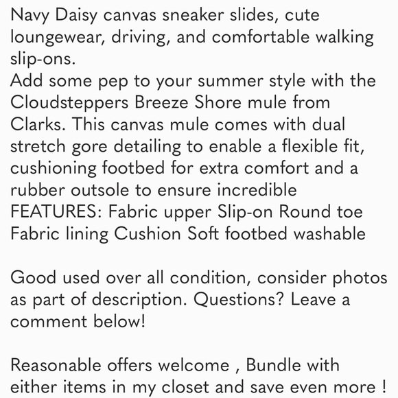 Clarks Cloudsteppers Breeze Shore Mule Slip-ons Blue Embroidered Daisies size 10 - Picture 2 of 10